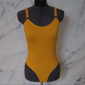 Fashion Nova Mustard Bodysuit Sz M